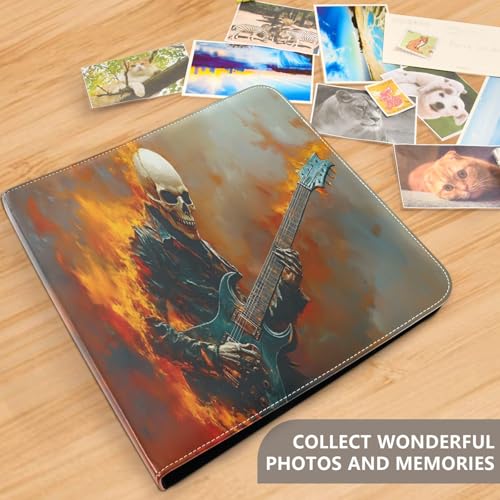Álbum de fotos con adhesivo DIY Scrapbook álbum piel PU diseño calavera con guitarra, 3 anillos, 40 páginas, 8x10 pulgadas para recuerdos miniatura 5