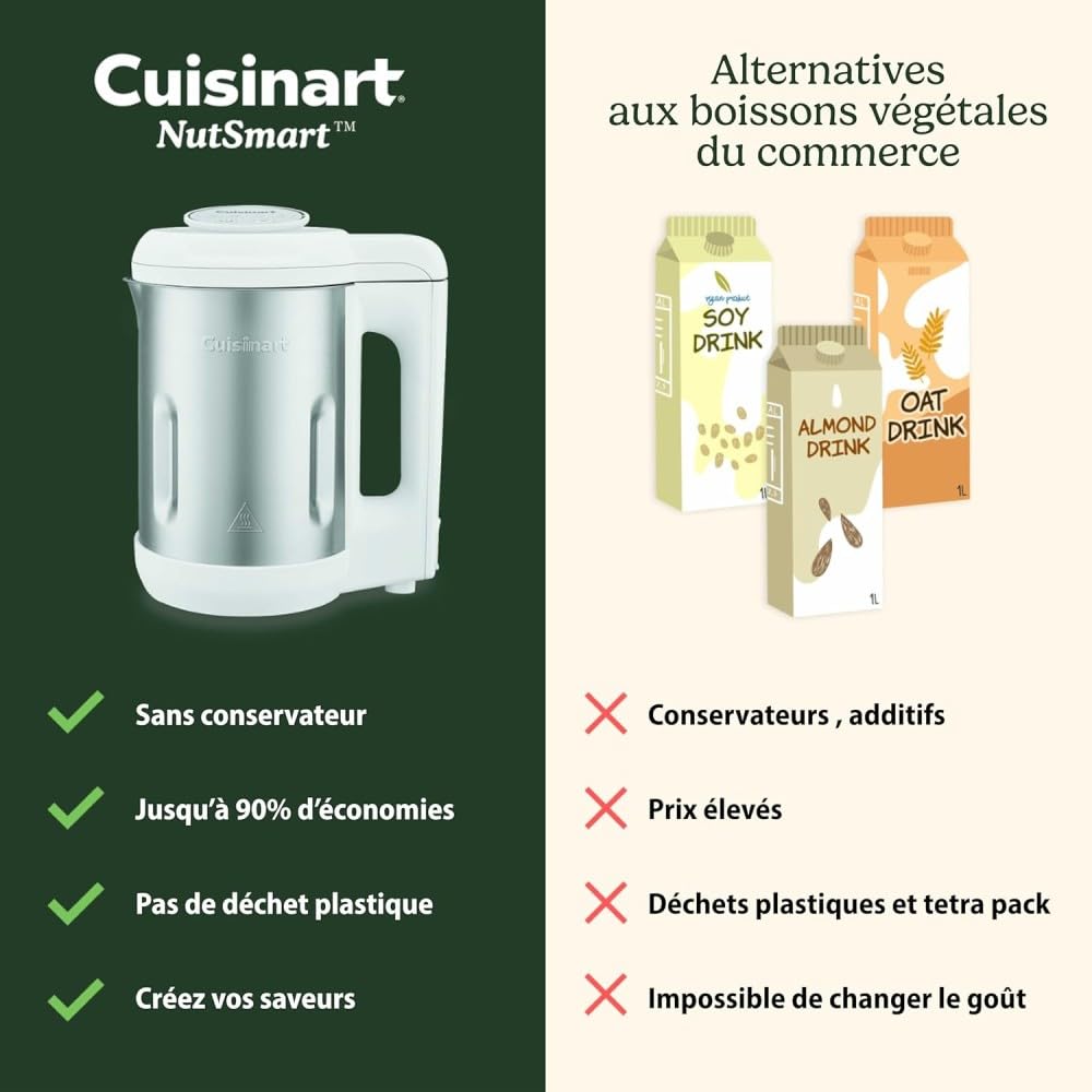 NutSmart™ de Cuisinart – Machine à Lait Végétal Sans Effort 1,2 L & Appareil à Boissons Végétales MYBOTV | Lait d’Amande, d’Avoine, de Soja, de Riz, de Noix | 100% Naturel, Rapide & Multifonction