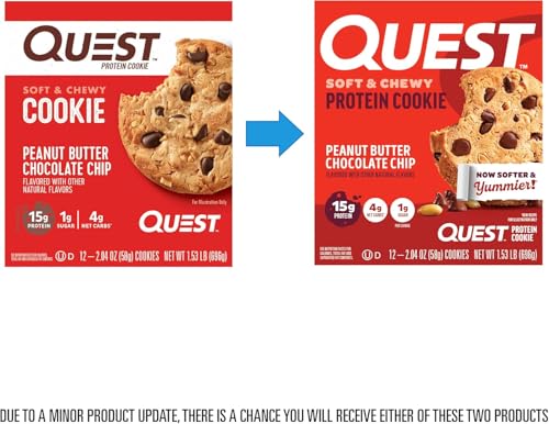 Image of Quest Nutrition Peanut Butter Protein Cookie, 15g Protein, 1g Sugar, 5g Net Carbs, Keto Friendly, High Protein, Low Carb, 12 Count (Pack of 6)