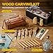 Wood Carving Kit, 33Pcs Wood Carving Tools Set with Thick Leather Storage Bag, Deluxe Wood Carving Set, 6 Wood Carving Knives 8 Chisels 6 Blocks Whittling Kit for Beginners Enthusiasts Kids Gift DIY