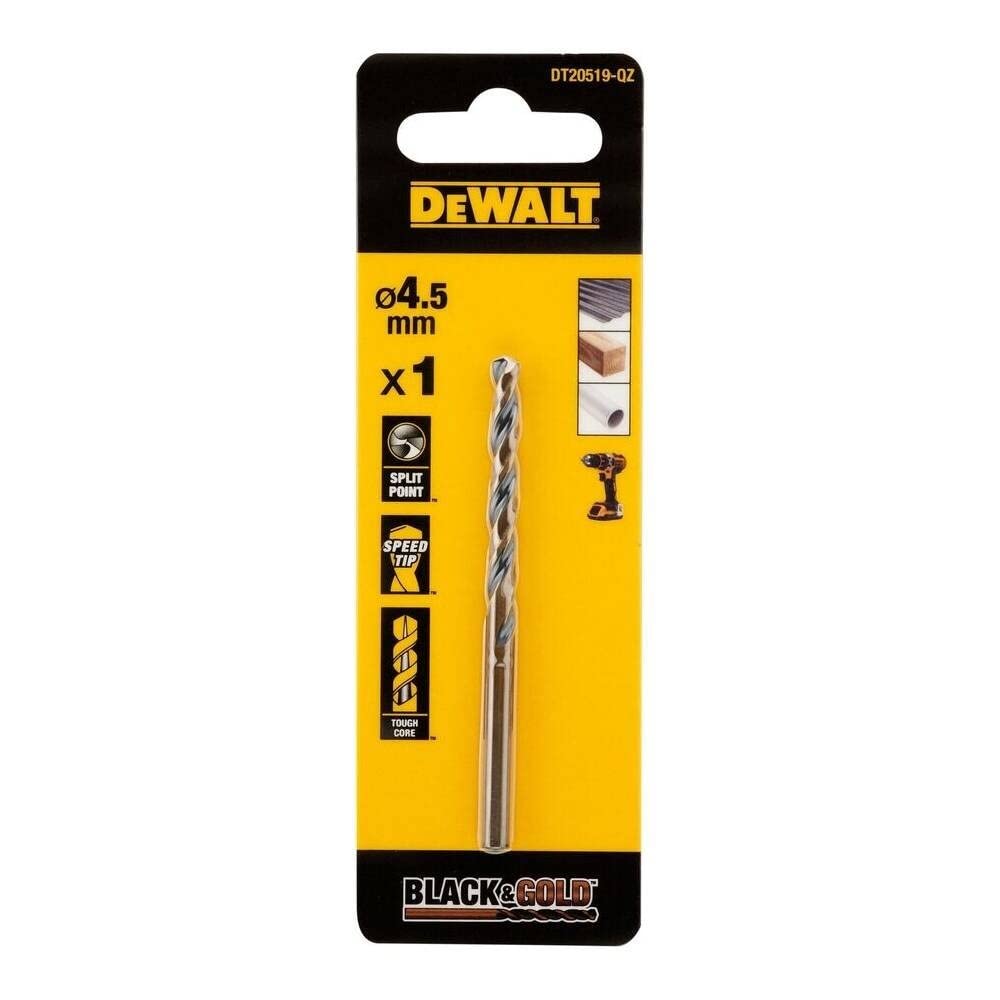 DEWALT DT20519-QZ DT20519-QZ-Broca Black & Gold 4.5 mm, Silver