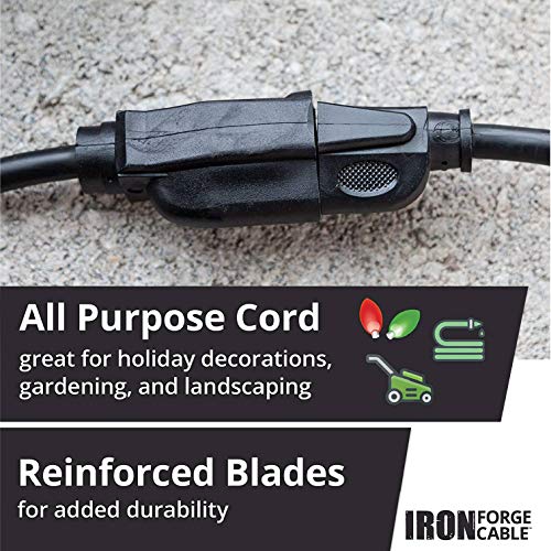 Iron Forge Cable 15 Ft Outdoor Extension Cord - 16/3 Durable Black Cable With 3 Prong Grounded Plug For Safety #TOP2