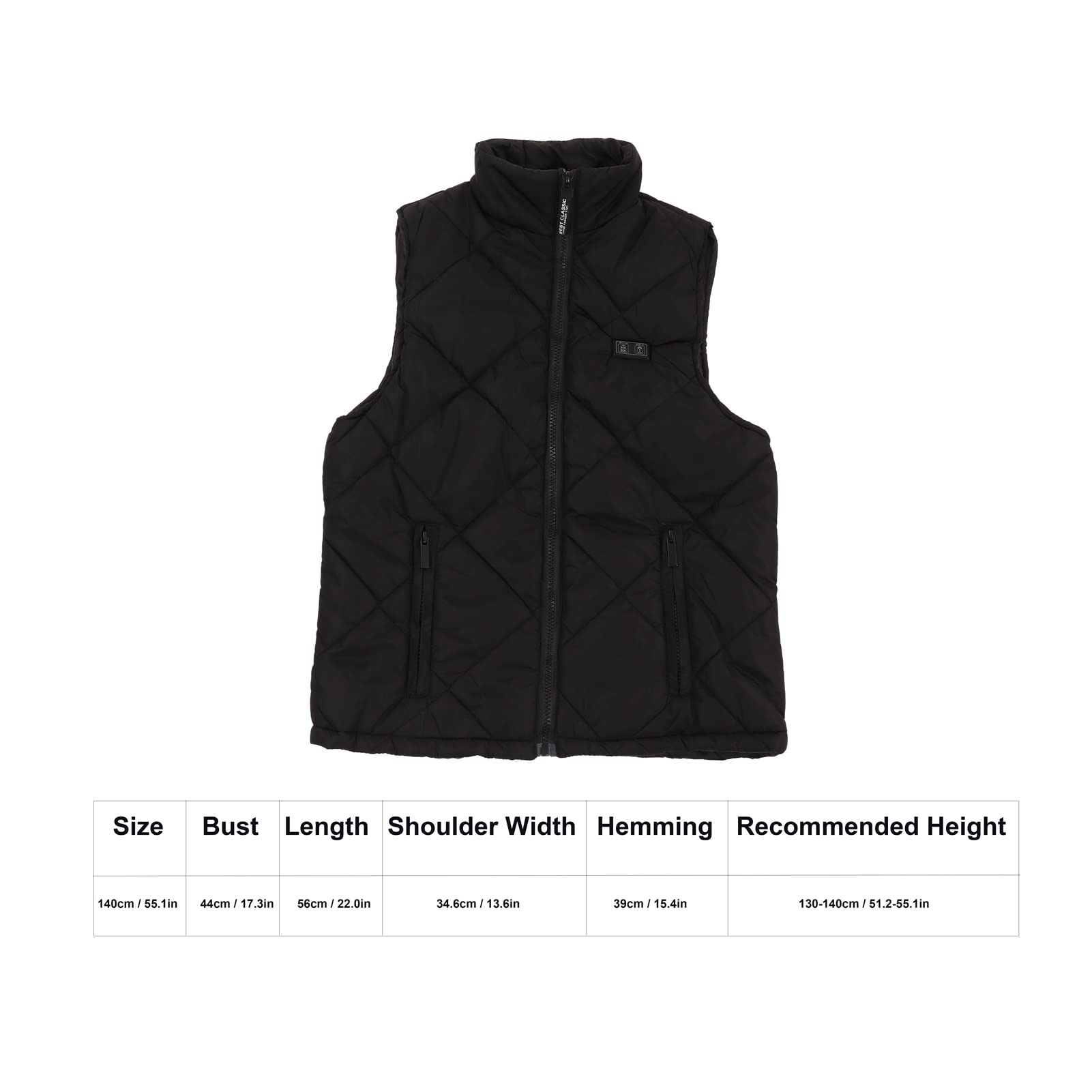 Veste Chauffante électrique pour Enfants, Veste Chauffante USB 13 Zones, Parfaite pour les Activités de Plein Air et les Loisirs à la Maison, Noir