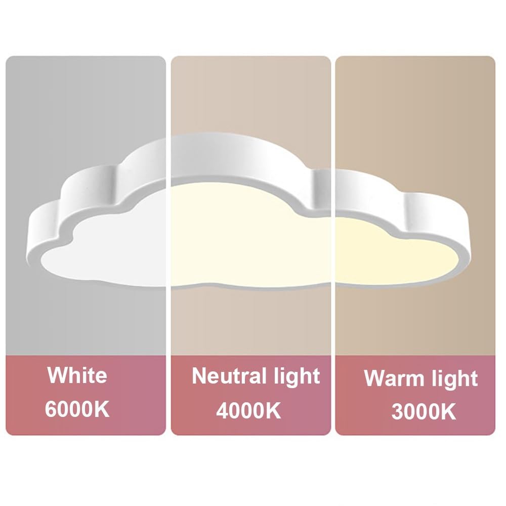 Nordycka Chmura Lampy Sufitowa LED, Plafon Falisty Niski Profil Oświetlenie Sufitowe Ściemnialne Styl Bajkowy do Sypialni Pokoju Dziecka(White(3000K),50cm/19.68in)
