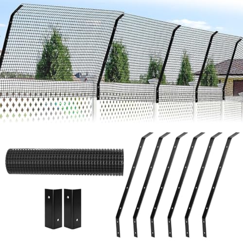Valla a prueba de gatos, barrera antiescalada, kit de recinto seguro para exteriores, resistente a la intemperie, valla de malla de jardín para protección de seguridad de gatos, paneles de malla