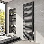 Meykoers Handtuchheizkörper Mittelanschluss 1800 x 600mm Badheizkörper Handtuchhalter Bad Heizkörper Handtuchtrockner Handtuchwärmer Badezimmer Heizung 860 Watt Anthrazit