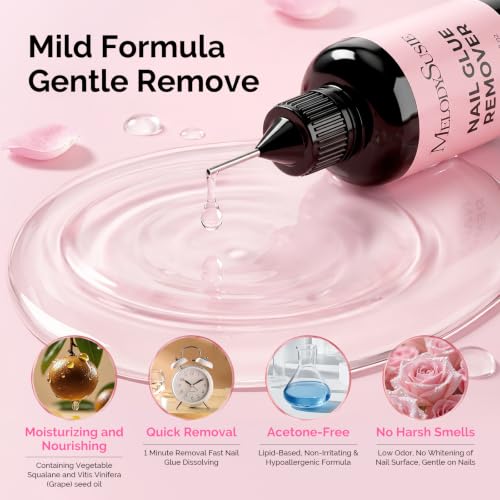 Image of MelodySusie 2PCS Pinpoint Nail Glue Remover Portable Set for Press On Nails Gentle Nail Remover Pinpoint Press On Easy Removal Fake Nail for Tips DIY Home 15ML & 30ML