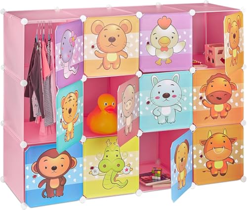 Image of EXVITO 12 Door Kids Plastic Wardrobe for Clothes, Foldable Plastic Almirah for Clothes, Collapsible Wardrobe for Storage, Baby Cupboard for Clothes, Storage Rack for Kids - Blue