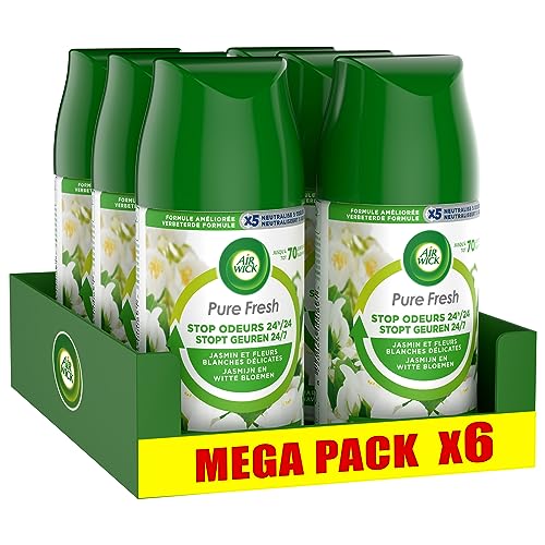 Air Wick Désodorisant Maison Recharges Diffuseur Freshmatic - 6 Recharges Parfum Jasmin et Fleurs...