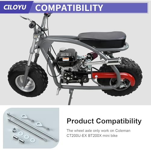 Image of 14mm 290mm Rear Wheel Axle Kit with 300mm Mini Bike Front Axle Nut Compatible with Coleman CT200U-EX BT200X 196CC 200CC 6.5HP Mini Bike Powersports Accessories Parts 15mm Chain Adjuster