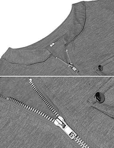Summer Tops Women's Short Sleeve V Neck Loose Casual Tunic Blouses Gray L - Thumbnail 6