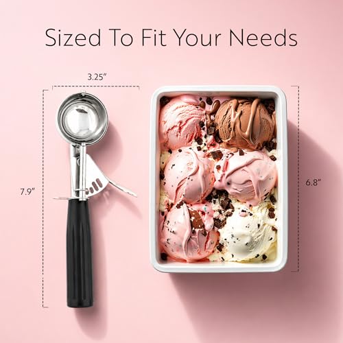 Image of Restaurantware 1.1 Ounce Portion Scoop, 1 Trigger Release Stainless Steel Cookie Scoop - With Black Handle, Stainless Steel Disher, For Portion Control, Cookie Dough, Cupcake Batter, Or Ice Cream