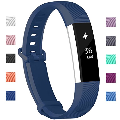 Fundro Fitbit Alta Bands, Soft Silicone Replacement Classic Bands Available in Varied Colors with Secure Buckle for Fitbit Alta HR and Fitbit Alta (C# 1-Pack Navy Blue, Large (7.1