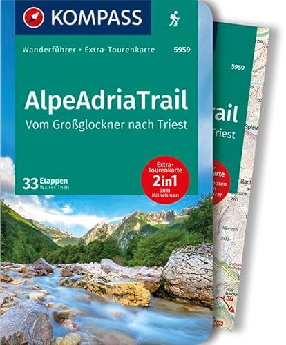 Produktfoto von KOMPASS Wanderführer AlpeAdriaTrail, Vom Großglockner nachTriest: Wanderführer mit Extra-Tourenkarte 1:50000, 33…