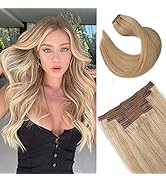 Licoville Hair Extensions Clip on Human Hair Balayage Blonde Lace Clip in Extensions Golden Blond...