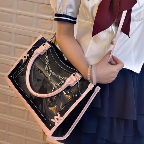 Image of Ita Bag Crossbody for Women - Y2K Kawaii Pin Display Shoulder Bag with Clear Window and Insert, Anime Purse with Adjustable Strap for School, Conventions & Daily Use