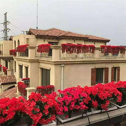 Vkekieo Hanging Artificial Fake Vine Flower, Wall Violet Flowers Basket For Outdoors, Silk Orchid Garland Decoration For Garden, Artificial Hanging Plants Decor, Fake Hanging Flowers (Red) #TOP2