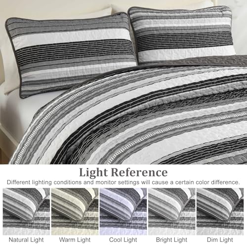 Edredón bohemio Queen gris de microfibra suave de verano con dos fundas de almohada 6