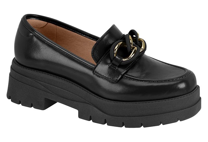 Mocassim Tratordo Vizzano Napa Garda Calce fácil, Leve e Confortável (Preto, BR, Adulto, Numérico, 39)