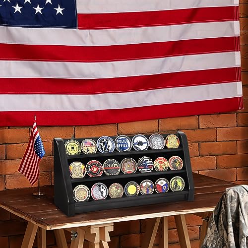 DecoWoodo Challenge Coin Display Case, Solid Wood 3 Row Military Coin Holder Rack Stand Holds 20 Coins for Desk or Wall Mount, Coin Holders for Collectors (Black Finish) by DecoWoodo - Image 6