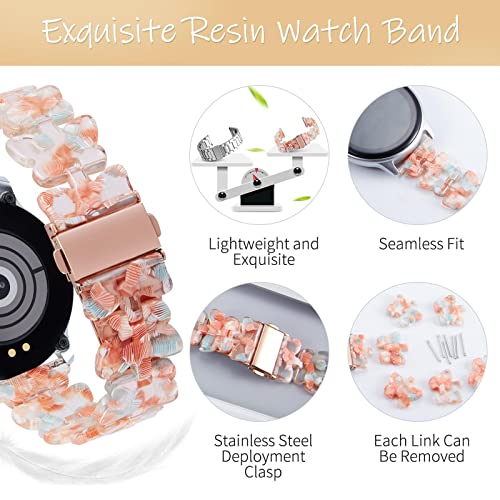 Binlun Resin Watch Bands Stylish Smart Watch Band Butterfly Design Watch Straps 6 Colors Quick Release Lightweight Replacement Bracelets For Smart Watch With Stainless Steel Buckle 20Mm/22Mm（Orange+Blue,Rose Gold Buckle) #TOP1