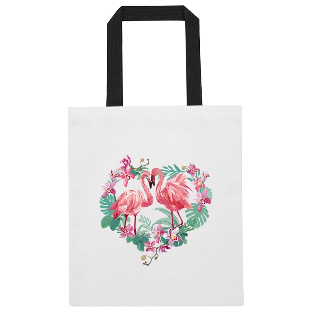 Flamingo Printed Canvas reusable grocery bags, Foldable Casual Travel HandBag, Shoulder Beach Tote Bags, Shopper bag eco friendly super strong washable Storage bags Shopping bag Canvas bag for Women