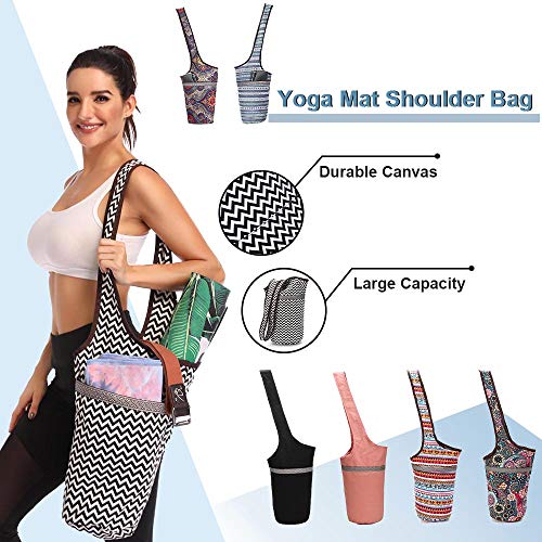 Mochila de ombro, Andoer Bolsa para tapete de ioga Sacos de ombro de lona estampado vintage com zípe
