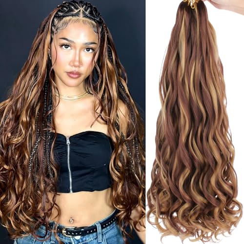 COOKOO Pre Stretched French Curl Braiding Hair 22 Inch,9 Packs,2733#