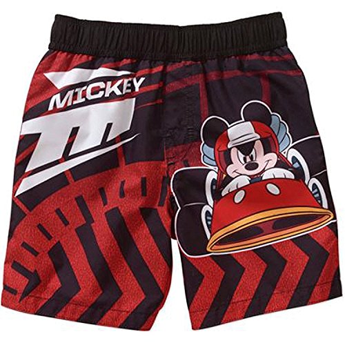 Disney Mickey Mouse Little Boys' Toddler Swim Trunks (4T) Red