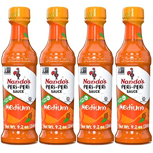 nandos peri peri hot sauce - Nando's Medium PERi-PERi Sauce - Medium Heat Flavorful Hot Sauce | Gluten Free | Non GMO | Kosher - 9.1 Oz (4 Pack)