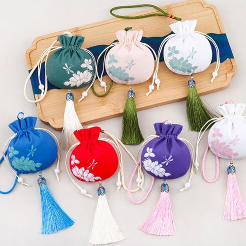 10 bolsas de sachet chinas de brocado con cordón miniatura 7