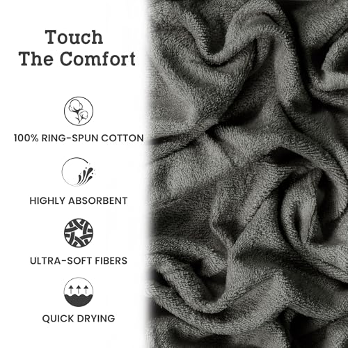 Image of Casa Lino Face Towels & Body Wash Cloths for Showering - 100% Cotton Wash Cloths for Bathroom - Highly Absorbent & Quick Drying Washcloth Set - Cotton Washcloths 24 Pack (12 inch x 12 inch) - (Silver Grey)