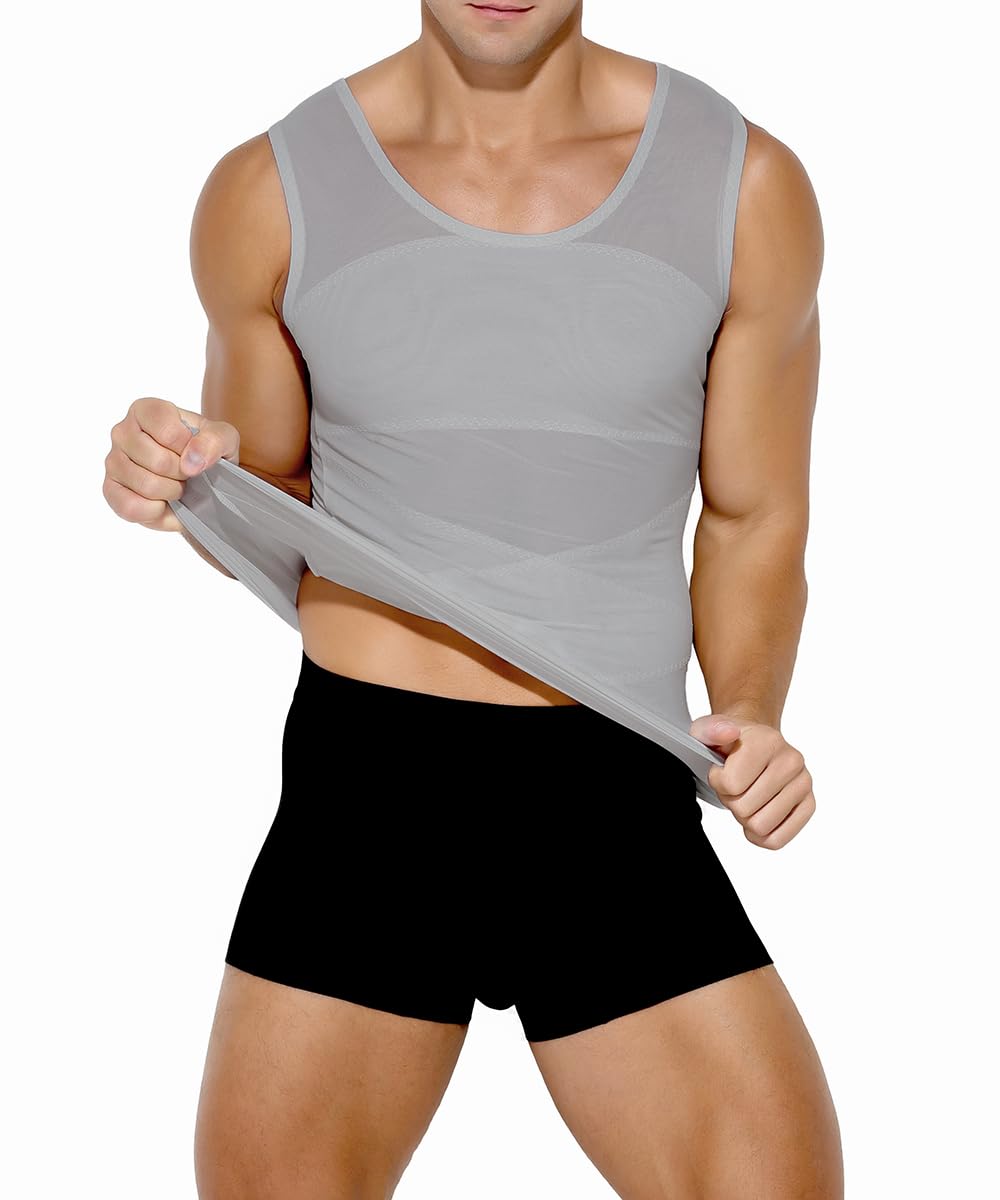 Casey Kevin Shapewear Herren Kompressionsshirt Elastische Bauchweg Unterhemd Herren Body Shaper Tank Top Ärmellos Compression Shirt