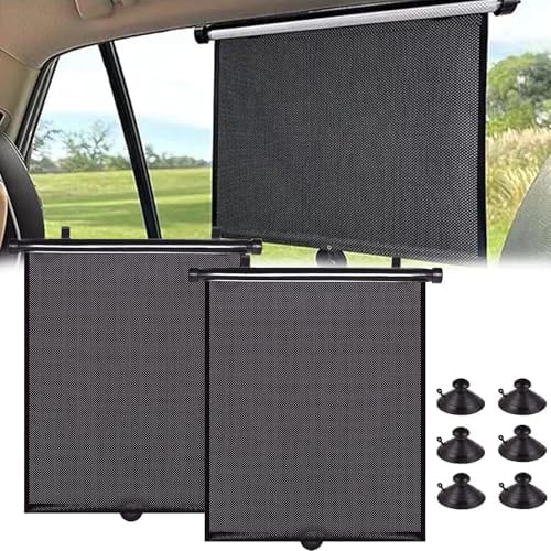 Ohleats 2 PCS Car Side Window Sun Shade, 19.7"×19.7" Retractable Roller Auto - View #6