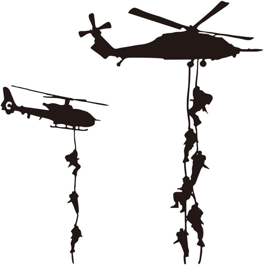 22x22 Helicopter Army Soldier Wall Stickers PVC Vinyl Art Decals Teens Boys Men Military Fans Bedroom Home Decoration