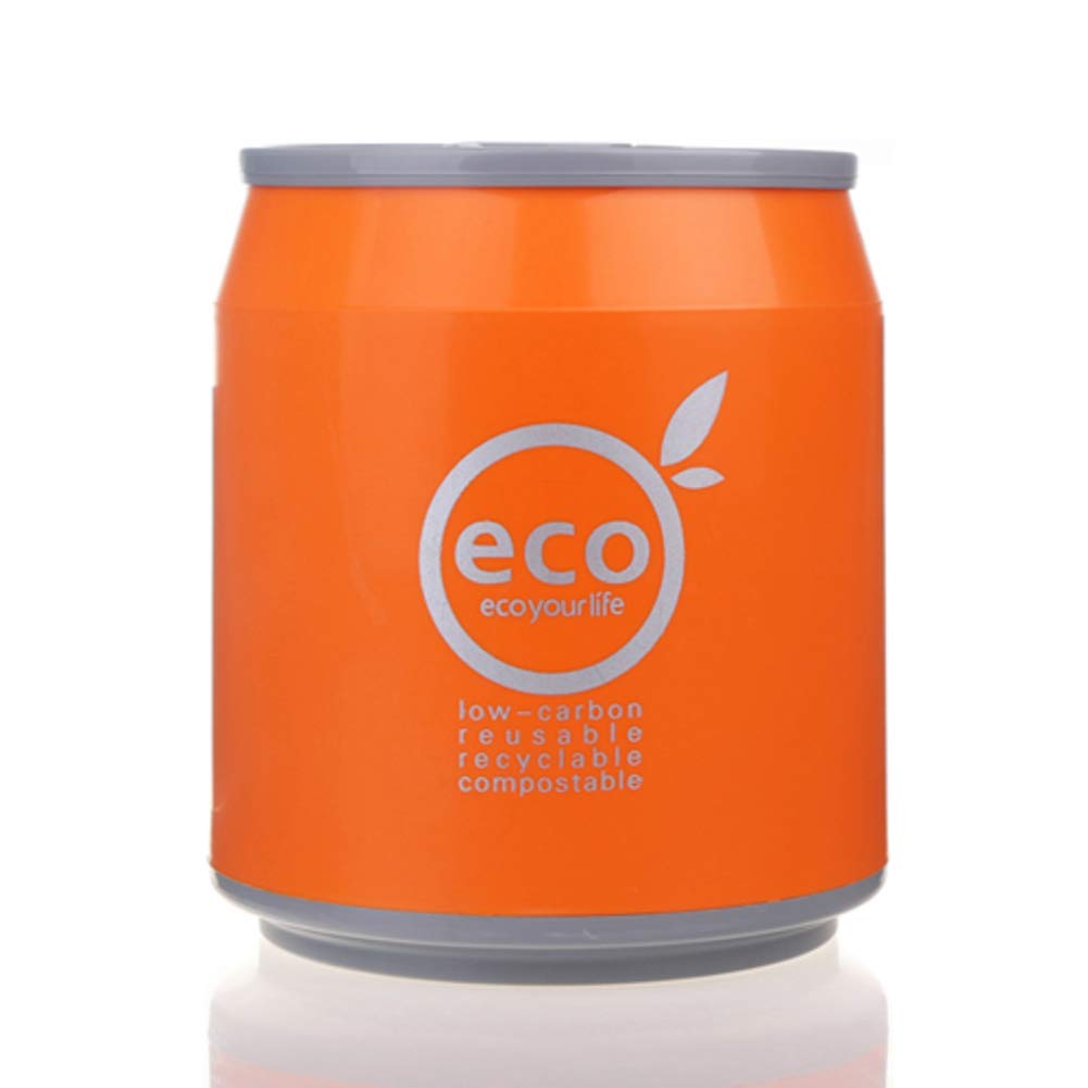 Plastic Press-Type Trash can Flipping lid Garbage bin Portable Rubbish Container Wastebasket Round for Office and Kitchen-Orange 5L(1.3Gallon)