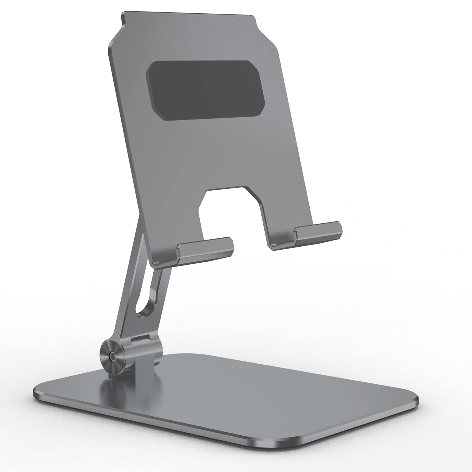 OtinlaiiPad Stand iPad Holder Adjustable Height and Angle Tablet Stand Folding Tablet Holder Cell Phone Stand Aluminum, Suitable for Tablets and Cell Phones (Gray Business Style)