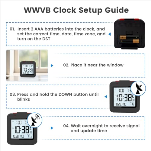 Small Digital Atomic Alarm Clock for Bedroom with Date & Temp - Image 5