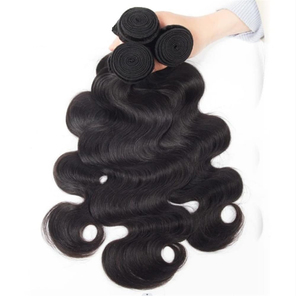 Wykwintne 1/3/4 szt. Wiązki z ludzkimi włosami 10-40 "Natural Black Peruvian Remy Hair Quick Weaving (30 32 34)