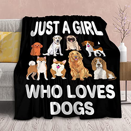 Image of Dog Blanket Puppy Plush Gift for Girls Kids Dogs Animals Lover Throws Comfy Lightweight Quilt Cute Puppies Pet Sheet Soft Flannel Blankets for Couch Chair Halloween Christmas-60x80 Inches