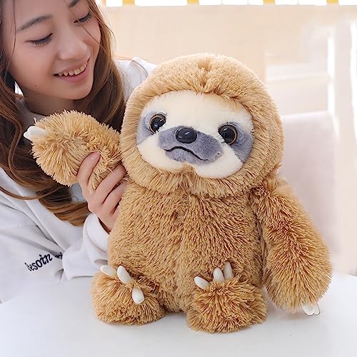 Image of Winsterch Small 15.7-Inch Brown Cute Sloth Plush Stuffed Animal Toy | Adorable Goofy Expressions, Generously Sized for Cozy Cuddling, Soft Plush, Ideal Gift for Boys and Girls