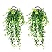 JustYit 2 szt. zielone sztuczne rośliny na zewnątrz sztuczne wiszące rośliny sztuczne bluszcz wisząca girlanda uchwyt na śledzie roślina plastikowe rośliny na zewnątrz do wewnątrz wiszący kosz dekoracja