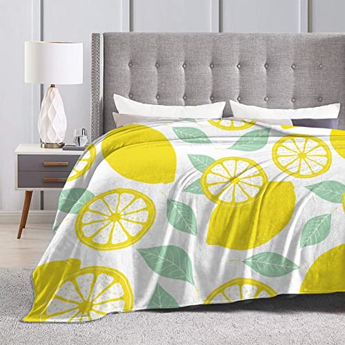 Ultra-Soft Micro Fuzzy Throw Blanket Fresh Yellow Lemons Summer Fruits Fluffy Cozy Warm Blankets Soft Blankets Decorative For Couch Bed Sofa Bedroom For Four Seasons 60"X50" #TOP3