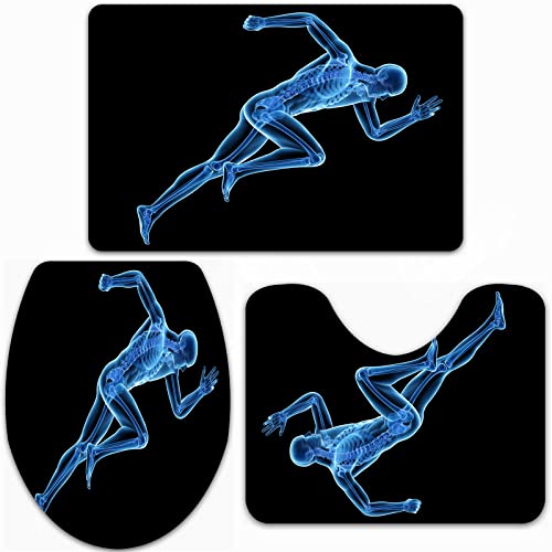 Badteppich-Set 3-teilige, rutschfeste,Athlet 3D gerendert Medizinisch genau Sprint Läufer Athletischer Sprinter…