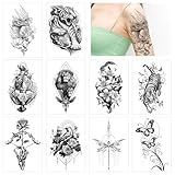 HICOHAND Tatouage temporaire Avatar de Dieu, 10 PCS Tatouages temporaires Fausses Fleurs Semi Permanentes Manches Demi Bras Tatouages Temporaires Colorés Pour Hommes Femmes Adultes