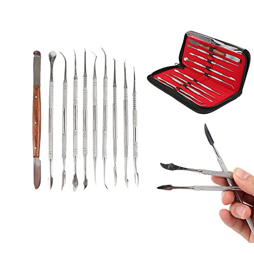 Angzhili US20230303 Stainless Steel Dental Wax Carver Tools,10 Pcs Plaster Carving Knife,Wax Carving Kit thumb #7