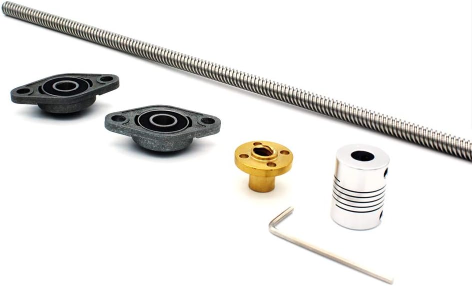 300mm 8mm T8 Lead Screw Set Lead Screw+ Copper Nut + Coupler+Hexagon Wrench + Pillow Bearing Block for 3D Printer