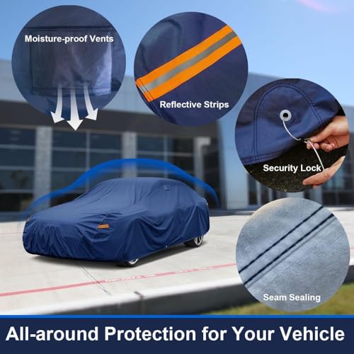 Image of Kaugung Custom Fit Car Cover for Ford Mustang (GT, EcoBoost, Shelby GT350 /GT500, Cobra & Bullitt), Heavy Duty Waterproof All Weather Outdoor Protection, Breathable Coupe & Convertible
