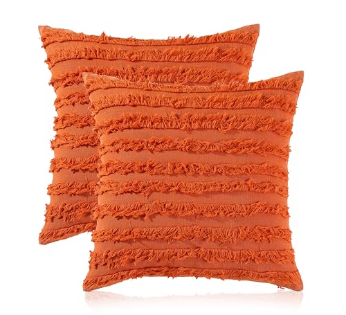 Image of mosey Boho Cushion Covers 20 inch x 20 inch Set of 2 | Pure Cotton 20x20 inch Cushion Cover 2020 | Soft Square Throw Pillow Cover 50 x 50cm for Sofa | Black