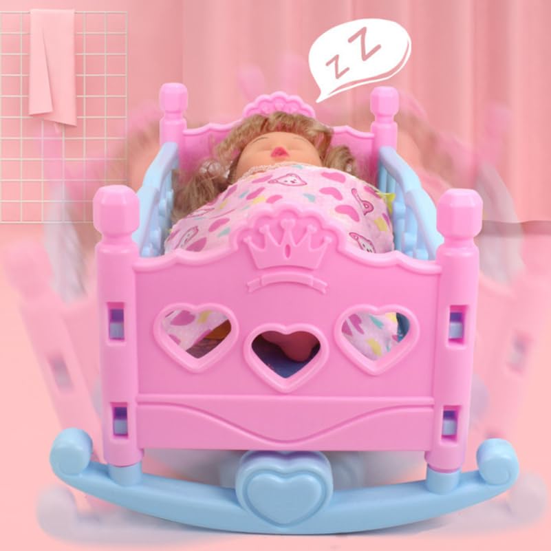 Doll Shaker Model Plastic Mini Cradle Child Toy Baby Bed Crib Cots Furniture Nursery Decoration Miniture Dollhouse Crib Babies Toy